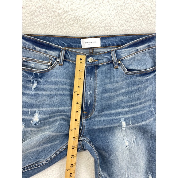 Ovadia & Sons Slim Fit Jeans Mens 36 Blue Distressed Denim Stripe Detail Street - Picture 3 of 11